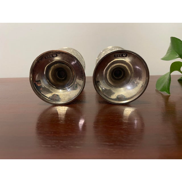 Antique 19th Century Chinese Export Solid Silver Repoussé Goblets - A Pair For Sale - Image 4 of 6