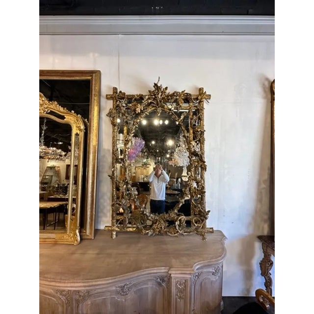 Traditional French Louis XVI Giltwood Tree Mirror For Sale - Image 3 of 9