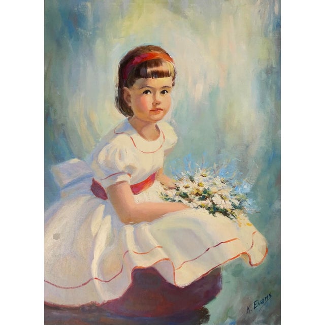 Children's Vintage Original Oil Painting on Canvas - Signed Florida Artist K. Evans - 1970s For Sale - Image 3 of 12