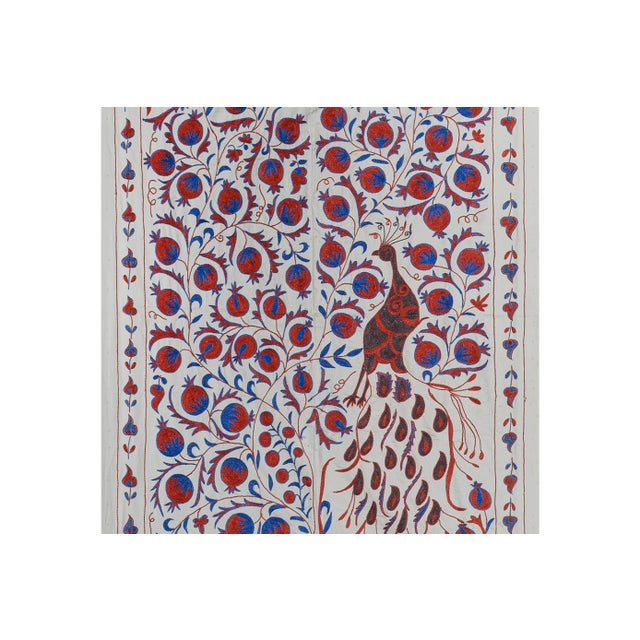 Folk Art Bird Pictorial Suzani From Uzbekistan For Sale - Image 4 of 10