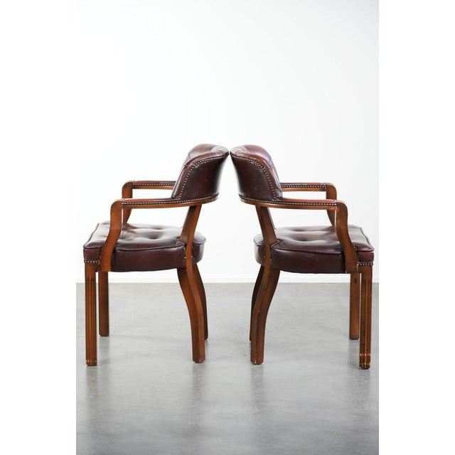 English Style Dark Brown Cowhide Chesterfield Chairs, Set of 2 For Sale - Image 4 of 15