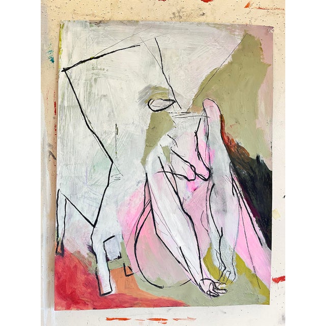 2020s Linear Minimal Nude - In Blush Pink - Contemporary Painting For Sale - Image 5 of 5