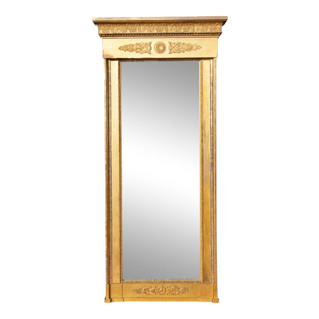 1820s French Neoclassical Giltwood and Gilt-Gesso Pier Mirror For Sale