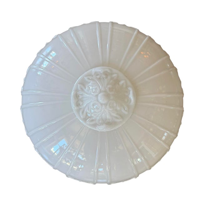 American 1910s Neoclassical Embossed Cased Glass Ceiling Light For Sale - Image 3 of 6