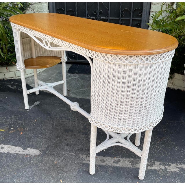 Antique HeywoodWakefield American Mission Natural Wicker Davenport