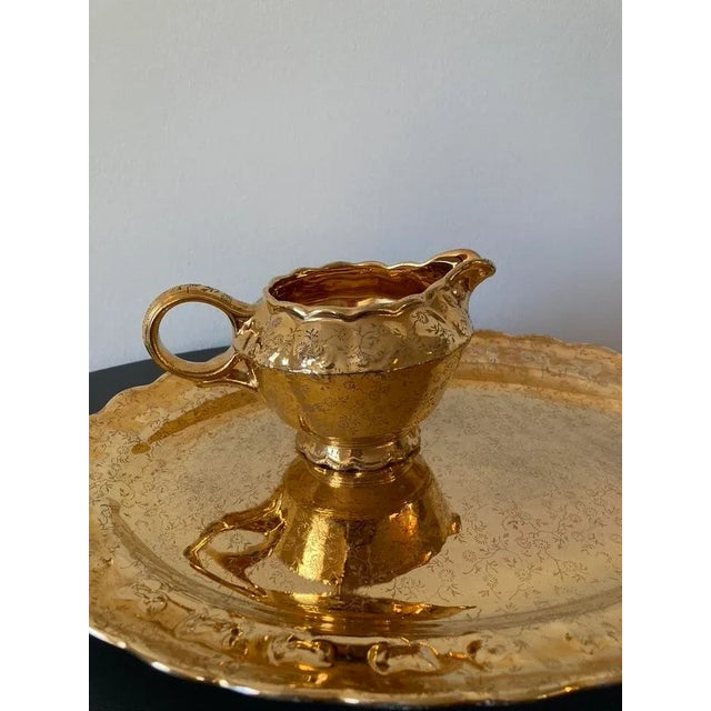 Traditional Early 20th Century Gold Porcelain Creamer Pitcher by Taylor Smith & Taylor For Sale - Image 3 of 12