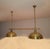 Very large vintage pool pendant light, all brass structure with 2 domes reflectors dimensions h 35.43 in x w 47.63 in x d...