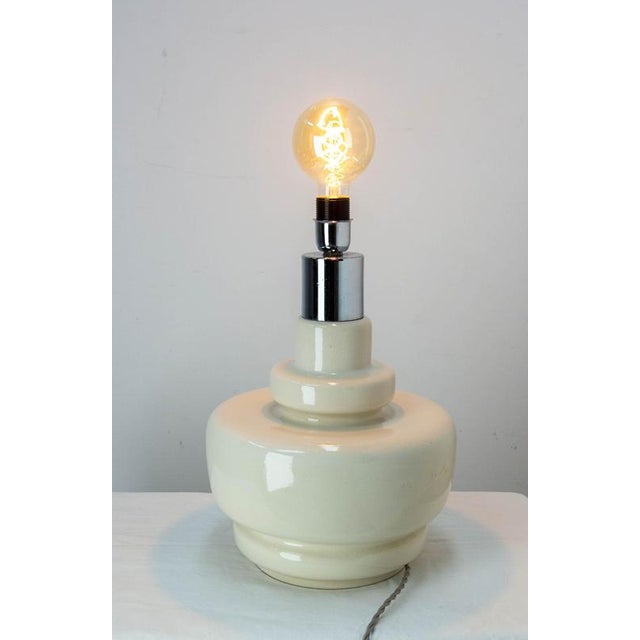 French Terracotta & Chrome Table Lamp, 1970s For Sale - Image 4 of 10