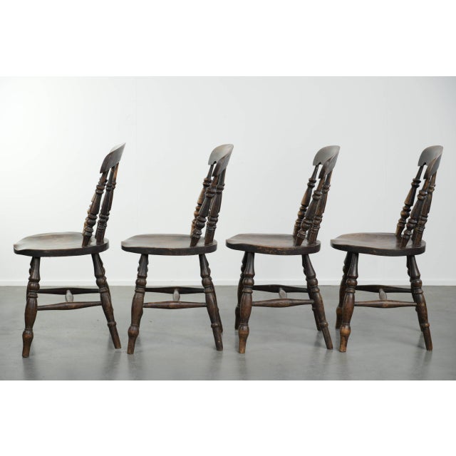 Antique English Wooden Windsor Bistro Chairs, 1800s, Set of 4 For Sale - Image 5 of 15