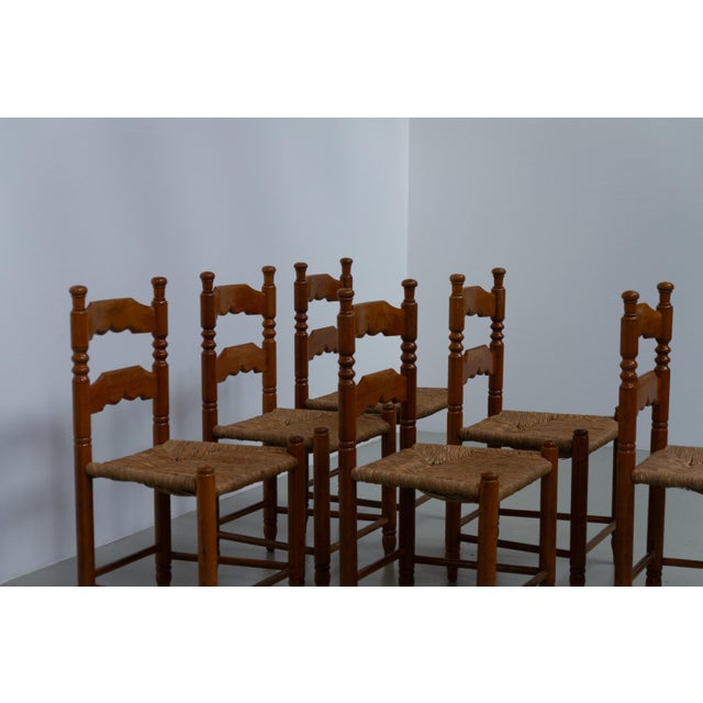 Danish Oak Chairs with Rush Seats in Seagrass by Hans Dau, 1940s, Set of 6 For Sale - Image 4 of 18