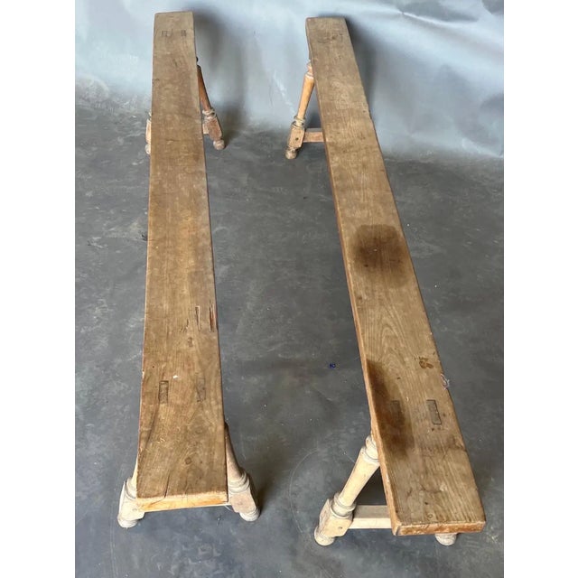 Great pair of late 18th- early 19th century French walnut benches. 5.5” deep seat.