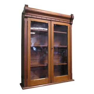 Arts and Crafts Wall Hanging Glazed Cabinet For Sale