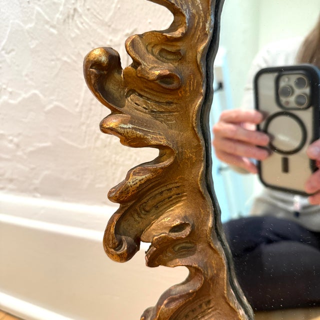 Art Deco Circa 1930 Wood & Gesso Foliate Sunburst Mirror - 19.5” X 25” For Sale - Image 3 of 12