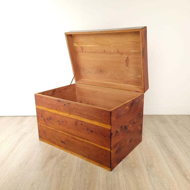 Campaign Brass Mounted Camphor Campaign Trunk, Vintage For Sale - Image 3 of 9