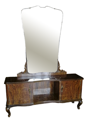 Italian Chippendale Walnut Burl & Veneer Dressing Table, 1940s