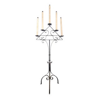 Large Wrought Iron Church Chandelier for 5 Candles For Sale