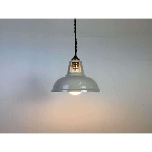 Metal Vintage Industrial Beige Painted Ceiling Lamp For Sale - Image 7 of 17