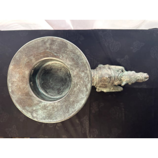 2000 - 2009 Vintage Castilian Imports Bronze Camel Cornucopia Pedestal With Crystal Bowl For Sale - Image 5 of 9