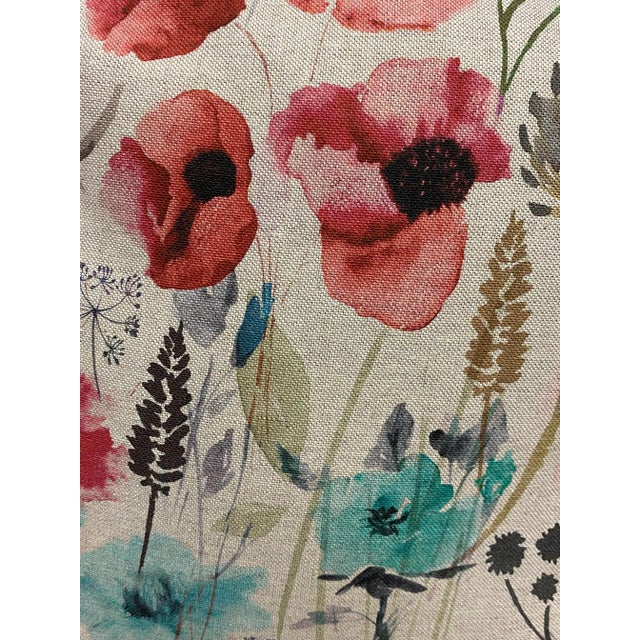 Pair of 20" Pillows With a Water Color-Like Red Poppy Floral Pattern - Made in Uk. For Sale In Dallas - Image 6 of 12