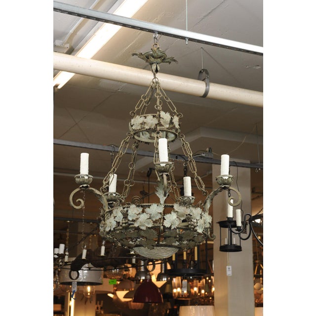 Early 20th Cent. French Two-Tier Chandelier With Vine and Tendril Motif For Sale - Image 10 of 16