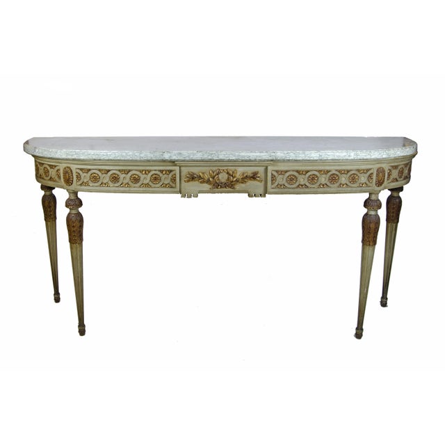 French Late 19th Century Empire Giltwood Demi-Lune Table/Console With Marble Top by Maison Jansen, France For Sale - Image 3 of 12