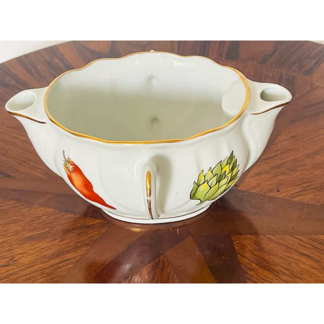 Fine porcelain French Louireoux Handpainted serving sauce boat.