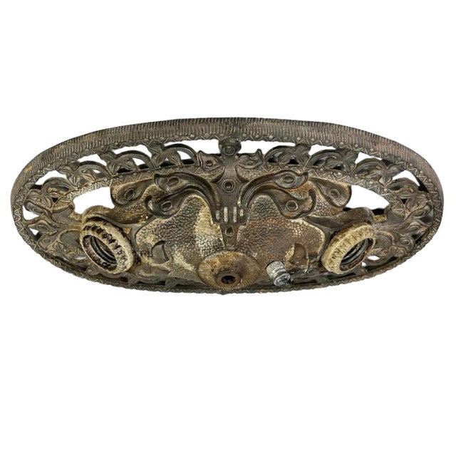 Metal 1900s Antique American Beaux Arts Flush Mount Light Fixture For Sale - Image 7 of 7