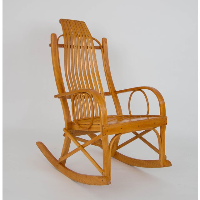 Bentwood Adirondack Rocking Chair with Slatted Seat Chairish