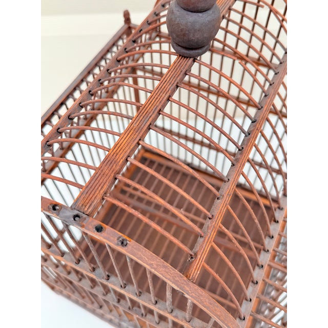 Vintage Mid Century Asian Bamboo Bird Cage For Sale - Image 6 of 12