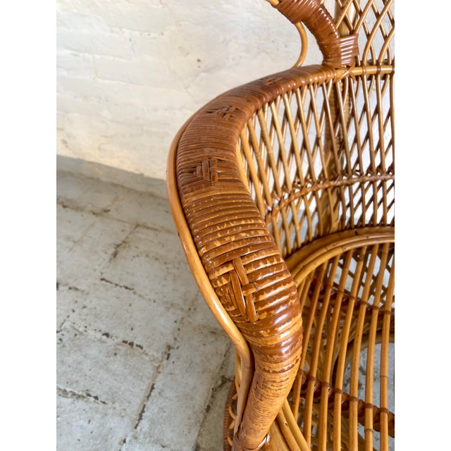 Vintage Italian Peacock Wicker Armchair, 1960s For Sale - Image 9 of 15