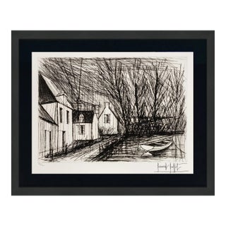 Bernard Buffet, Maisons Bretonnes (Breton Houses), Hand Signed Drypoint, Edition of 120, Framed, 1980 For Sale