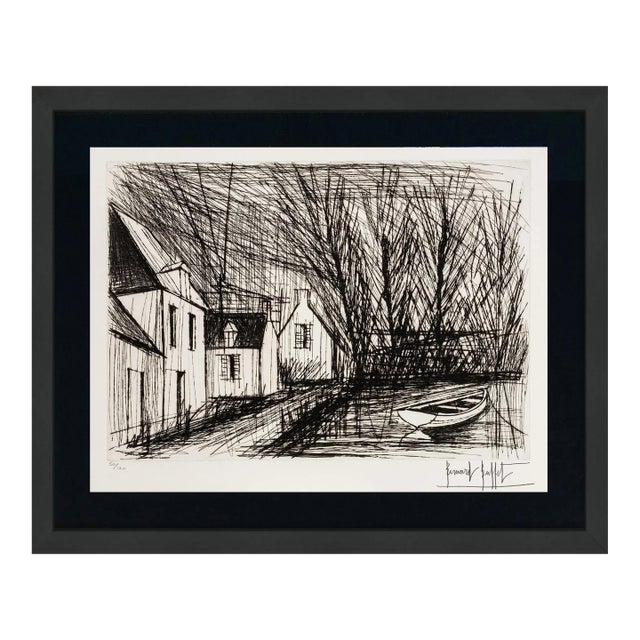 Bernard Buffet, Maisons Bretonnes (Breton Houses), Hand Signed Drypoint, Edition of 120, Framed, 1980 For Sale