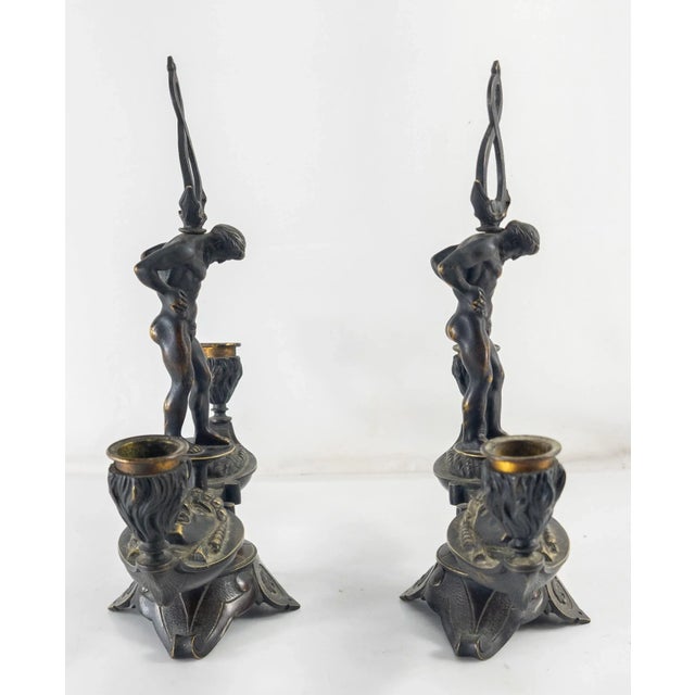 19th Century Pair of Renaissance Revival Bronze Candlesticks For Sale - Image 10 of 12