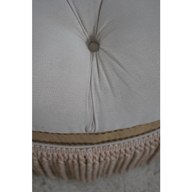 2010s Hancock & Moore Tufted Suede Round Ottoman For Sale - Image 5 of 8