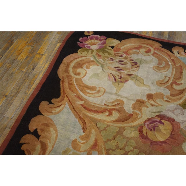 Mid 19th Century 1850s Brown Medallion Floral Antique French Aubusson Carpet 8'10" X 10'10" Louis Philippe Period Wool Rug For Sale - Image 5 of 9