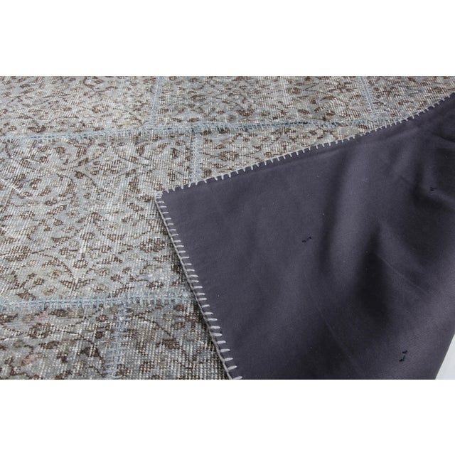 Textile Authentic Vintage Turkish Patchwork Rug From Handwoven Wool -5' 8'' X 7' 8'' For Sale - Image 7 of 8