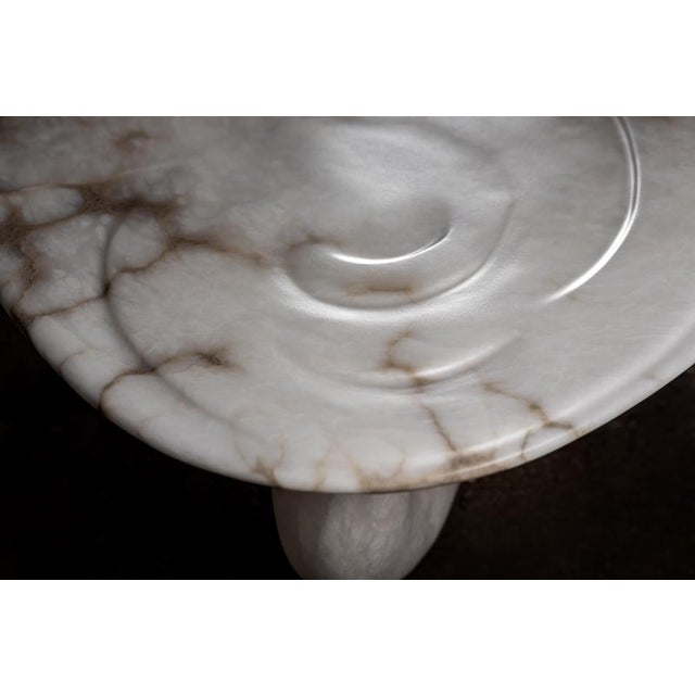 Gray Aqua Fossil Center Table II in Alabaster by Amarist Studio For Sale - Image 8 of 16
