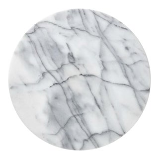 14” Round Italian Carrara Marble Charcuterie or Pastry Board - Versatile For Sale