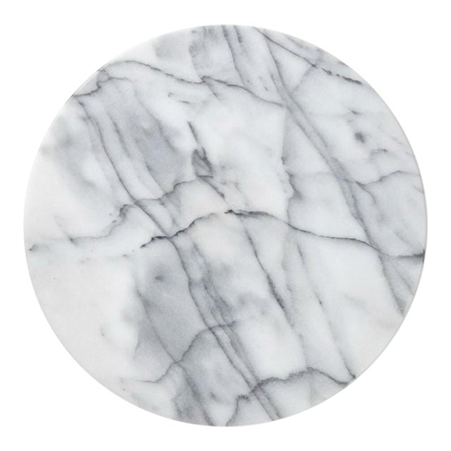 14” Round Italian Carrara Marble Charcuterie or Pastry Board - Versatile For Sale