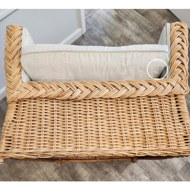 Late 20th Century Michael Taylor Style Wicker Rattan Armchair For Sale - Image 18 of 18