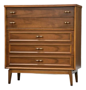1960s Walnut Tall Mid Century Modern Dresser