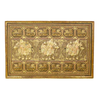 Burmese Kalaga Tapestry Embroidered with Elephants in a Golden Frame, 2000s For Sale