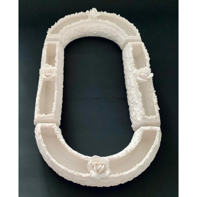 Shabby Chic Vintage Bisque Ceramic Flower Holders, Round or Oval Table Ring Runner Frog Vases Low Centerpiece, Set of 4 Pieces For Sale - Image 3 of 13