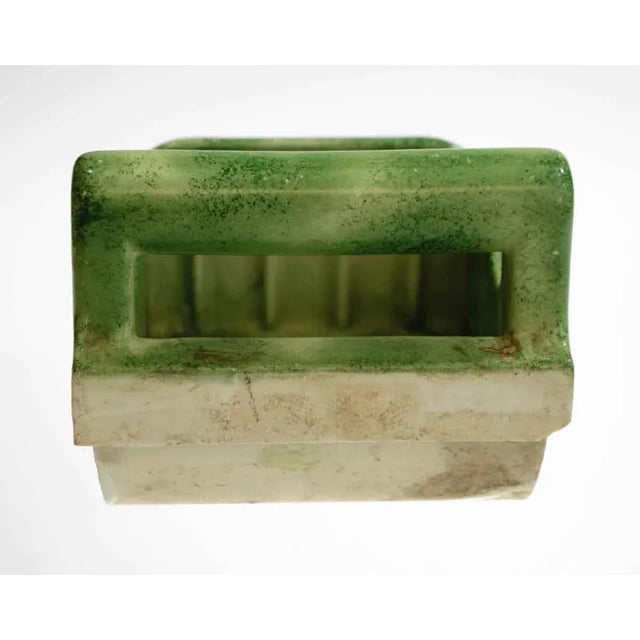 Late 20th Century Vintage Green Marbleized Ceramic Flush Mount Soap Dish For Sale - Image 5 of 7