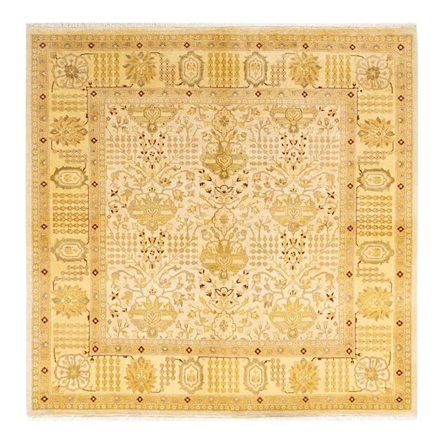 Mogul, One-of-a-Kind Hand-Knotted Area Rug in Ivory, 6' 1" x 6' 3" For Sale