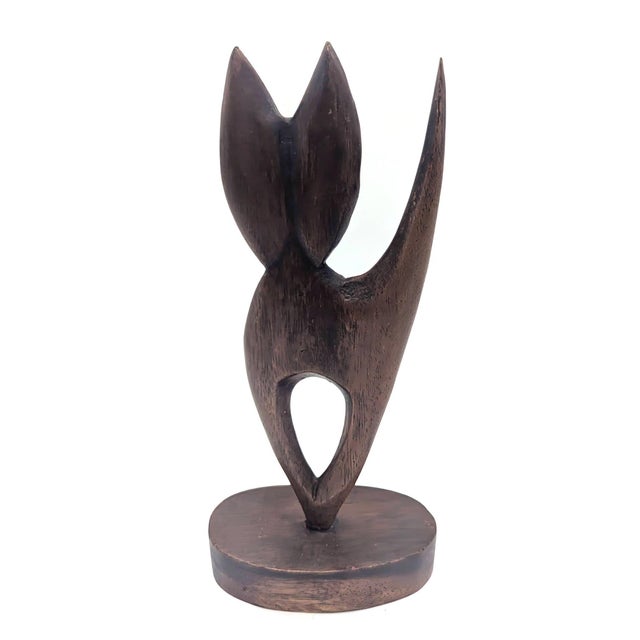 Mid-Century Modern Mid 20th Century Wood Carved Cat Figurine For Sale - Image 3 of 9