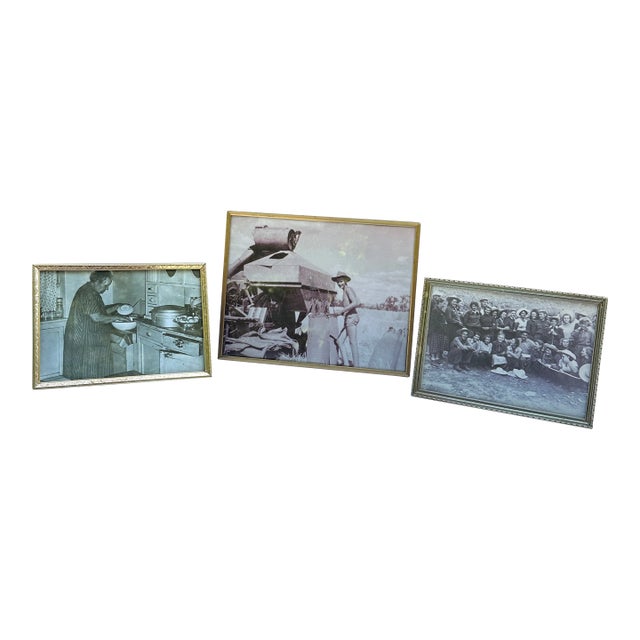 Set of 3 Vintage Gold Frames With Photos For Sale