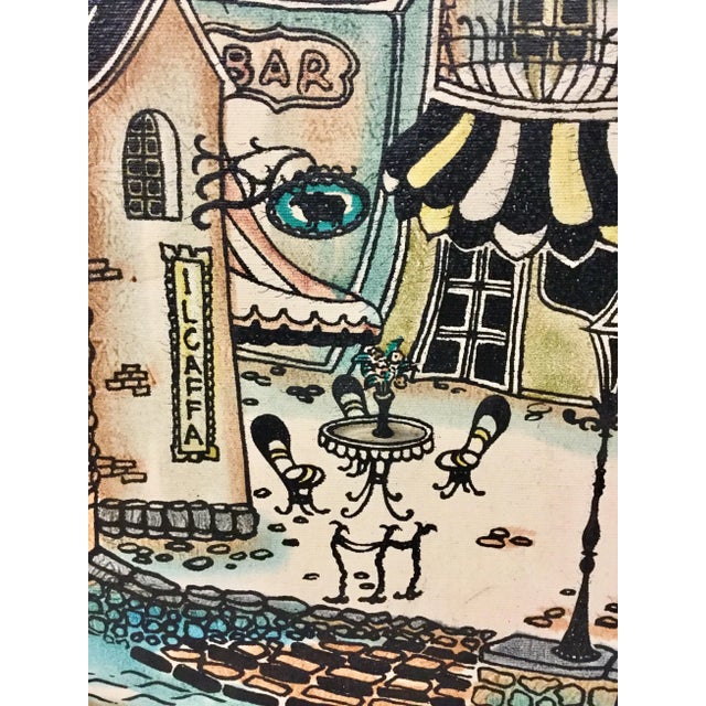 1950s Vintage Italian Seaside Oil Painting For Sale In Portland, ME - Image 6 of 13