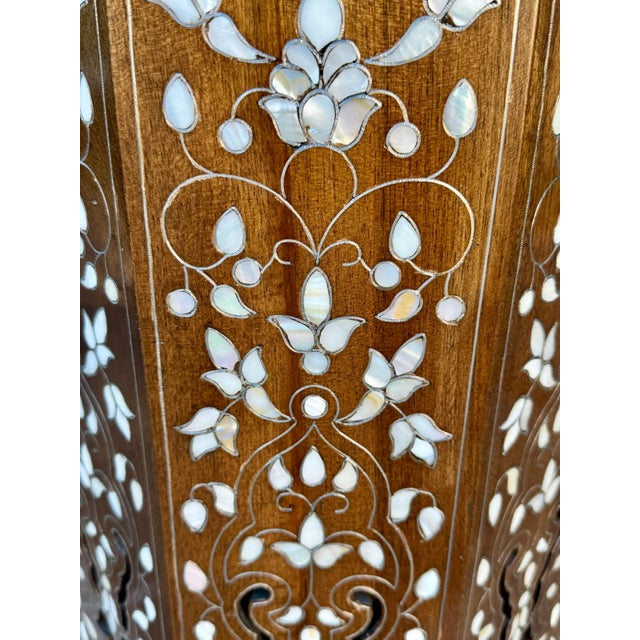 1990s Vintage Mother of Pearl Inlaid Octagonal Side Table For Sale - Image 5 of 5