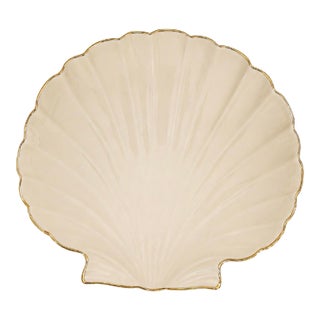 Vintage Lenox Ivory & Gold Sea Shell Dish For Sale